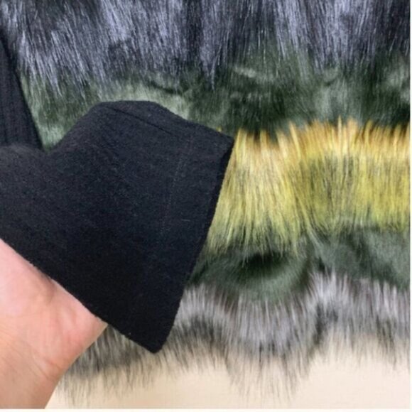 Clover Canyon Women's Color Block Knit Sweater Top Faux Fur Long Sleeves Black - Picture 4 of 8